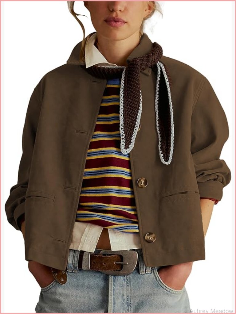 Faux Suede Cropped Jacket With Lapel Short Casual Blazer Fall Winter